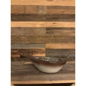 Vtg 1977 PETER POTS POTTERY Original Fish Ashtray SPOON REST Trinket Dish BROWN